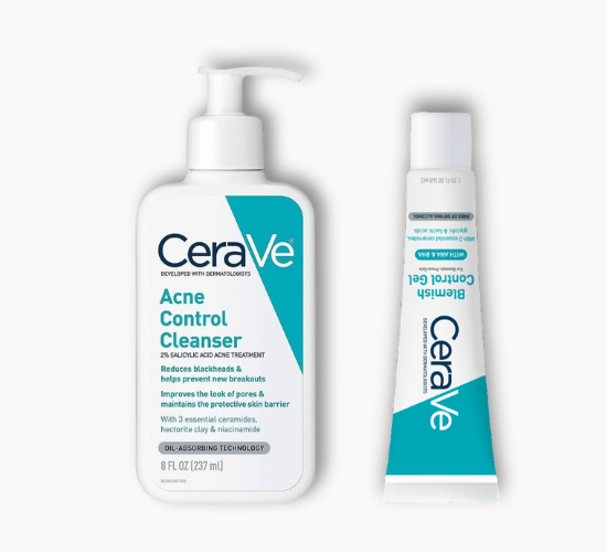 CeraVe acne treatment duo fighting breakouts and preventing blemishes. Authentic products available at BeautHer UAE with fast shipping.