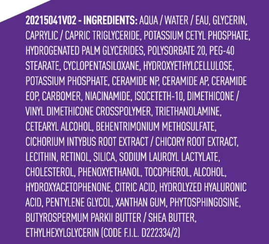 List of ingredients of cerave renewing retinol serum