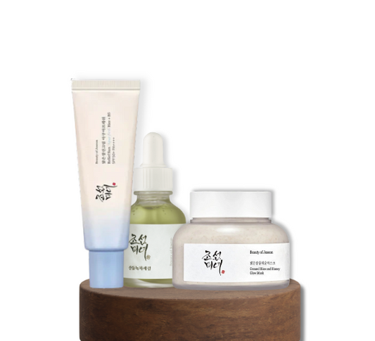 Authentic Beauty of Joseon skincare kit with sunscreen, serum, and face mask for sun protection, calming & clear and brightening skin. Genuine products available in the UAE.